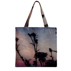 Hazy Thistles Zipper Grocery Tote Bag by okhismakingart