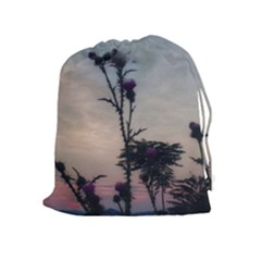 Hazy Thistles Drawstring Pouch (xl) by okhismakingart