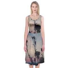 Hazy Thistles Midi Sleeveless Dress by okhismakingart