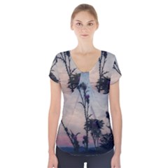 Hazy Thistles Short Sleeve Front Detail Top by okhismakingart