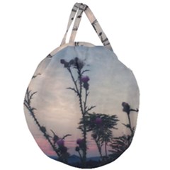 Hazy Thistles Giant Round Zipper Tote by okhismakingart