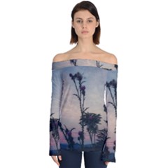 Hazy Thistles Off Shoulder Long Sleeve Top by okhismakingart