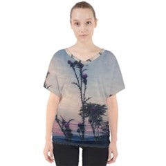 Hazy Thistles V-neck Dolman Drape Top by okhismakingart