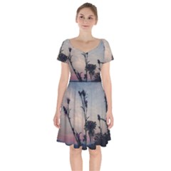 Hazy Thistles Short Sleeve Bardot Dress by okhismakingart