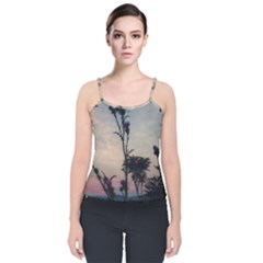 Hazy Thistles Velvet Spaghetti Strap Top by okhismakingart