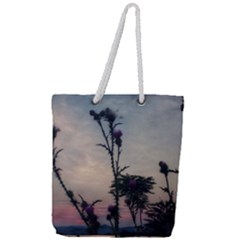 Hazy Thistles Full Print Rope Handle Tote (large) by okhismakingart