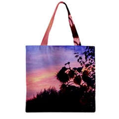 Sunflower Sunset Ii Zipper Grocery Tote Bag by okhismakingart