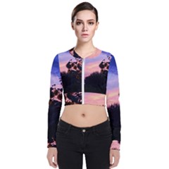 Sunflower Sunset Ii Long Sleeve Zip Up Bomber Jacket by okhismakingart