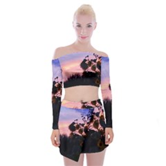 Sunflower Sunset Ii Off Shoulder Top With Mini Skirt Set by okhismakingart