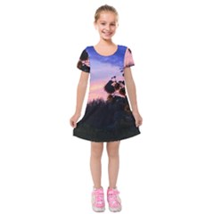 Sunflower Sunset Ii Kids  Short Sleeve Velvet Dress by okhismakingart