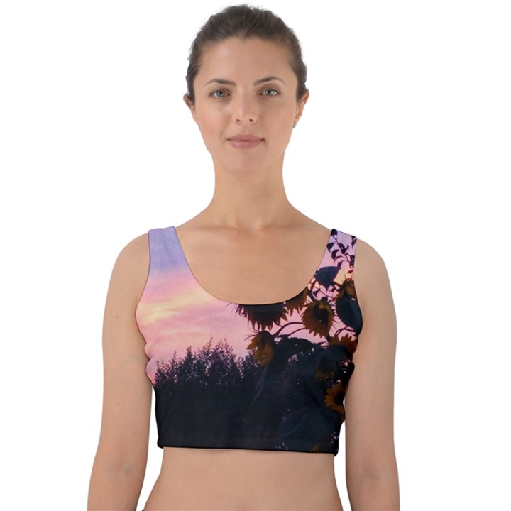 Sunflower Sunset II Velvet Crop Top