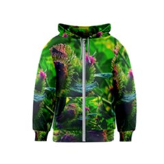 Bur Flowers Kids  Zipper Hoodie by okhismakingart