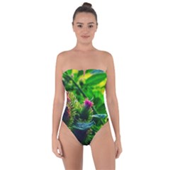 Bur Flowers Tie Back One Piece Swimsuit by okhismakingart