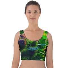 Bur Flowers Velvet Crop Top by okhismakingart