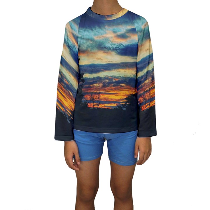 Blue Sunset Kids  Long Sleeve Swimwear