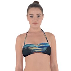 Blue Sunset Halter Bandeau Bikini Top by okhismakingart