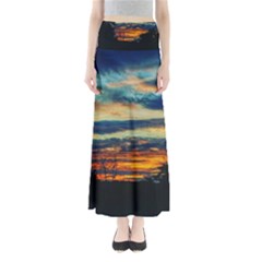 Blue Sunset Full Length Maxi Skirt by okhismakingart