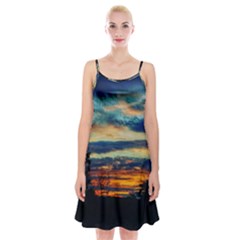 Blue Sunset Spaghetti Strap Velvet Dress by okhismakingart