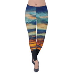 Blue Sunset Velvet Leggings by okhismakingart