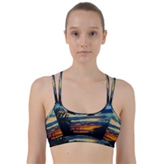 Blue Sunset Line Them Up Sports Bra by okhismakingart