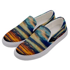 Blue Sunset Men s Canvas Slip Ons by okhismakingart