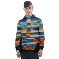 Blue Sunset Men s Front Pocket Pullover Windbreaker