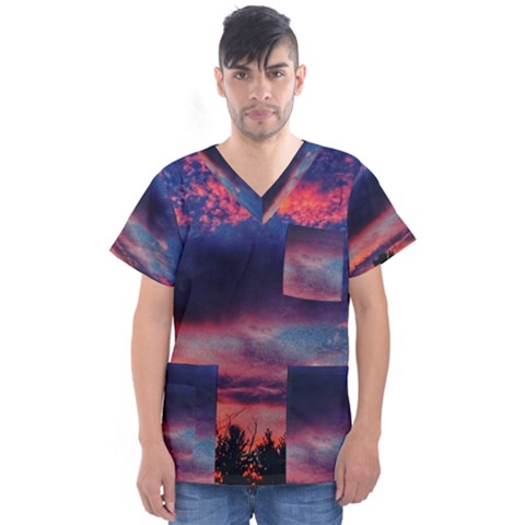 Afternoon Majesty Men s V-neck Scrub Top by okhismakingart