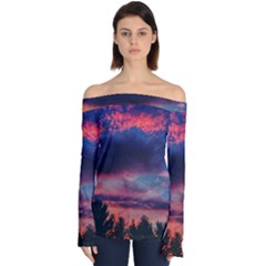 Afternoon Majesty Off Shoulder Long Sleeve Top by okhismakingart