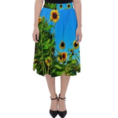 Bright Sunflowers Classic Midi Skirt by okhismakingart