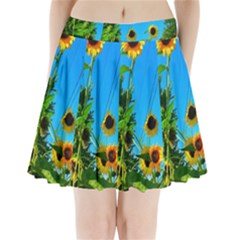 Bright Sunflowers Pleated Mini Skirt by okhismakingart