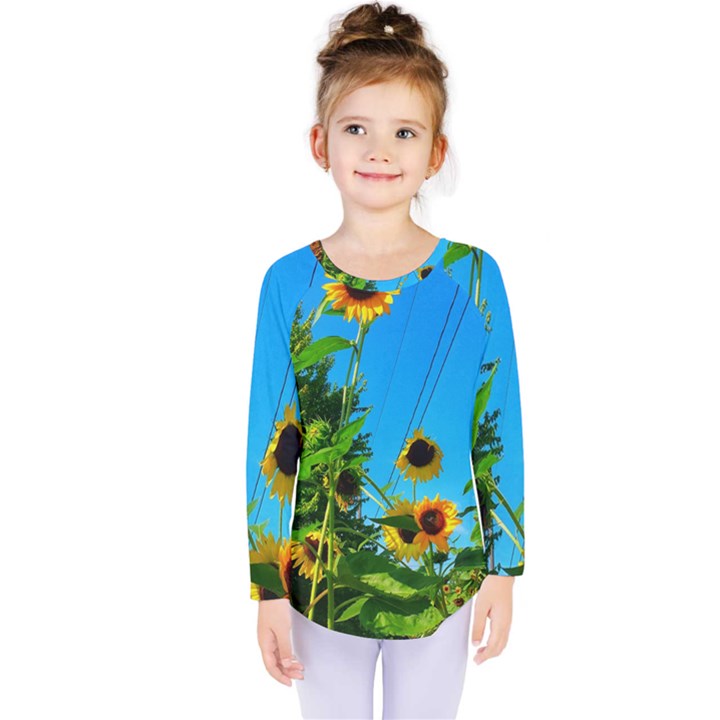 Bright Sunflowers Kids  Long Sleeve Tee