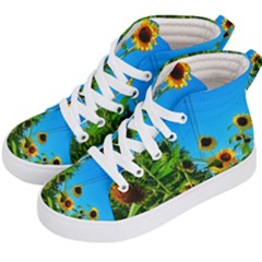 Bright Sunflowers Kids  Hi-top Skate Sneakers by okhismakingart