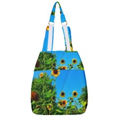 Bright Sunflowers Center Zip Backpack by okhismakingart