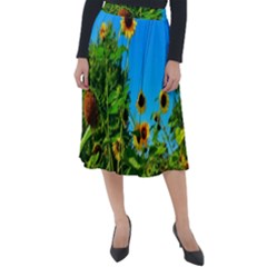 Bright Sunflowers Classic Velour Midi Skirt  by okhismakingart