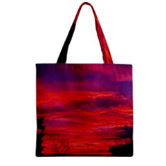 Warm Landscape Zipper Grocery Tote Bag by okhismakingart