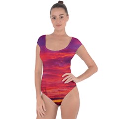 Warm Landscape Short Sleeve Leotard  by okhismakingart