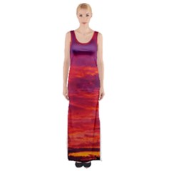 Warm Landscape Maxi Thigh Split Dress by okhismakingart