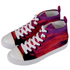 Warm Landscape Women s Mid-top Canvas Sneakers by okhismakingart