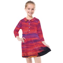 Warm Landscape Kids  Quarter Sleeve Shirt Dress by okhismakingart