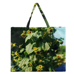 Big Sunflowers Zipper Large Tote Bag