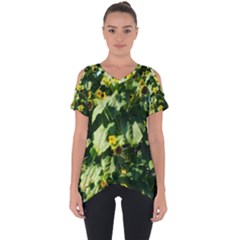 Big Sunflowers Cut Out Side Drop Tee by okhismakingart