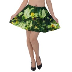 Big Sunflowers Velvet Skater Skirt by okhismakingart