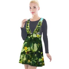 Big Sunflowers Plunge Pinafore Velour Dress by okhismakingart