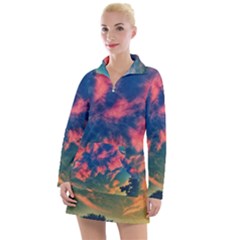 Brushstroke Skies Women s Hoodie Dress