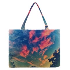 Brushstroke Skies Zipper Medium Tote Bag by okhismakingart