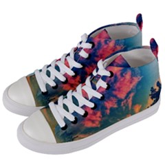 Brushstroke Skies Women s Mid-top Canvas Sneakers by okhismakingart