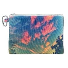 Brushstroke Skies Canvas Cosmetic Bag (xl) by okhismakingart