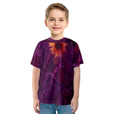 Purple Sunflower Kids  Sport Mesh Tee by okhismakingart