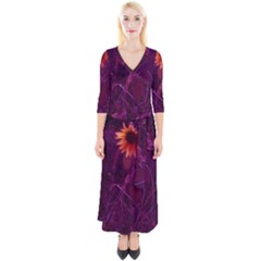 Purple Sunflower Quarter Sleeve Wrap Maxi Dress by okhismakingart