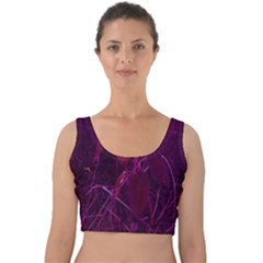 Purple Sunflower Velvet Crop Top